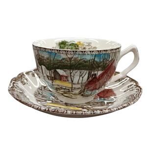 Johnson Brothers Friendly Village Ice House Tea Cup Saucer England Vintage